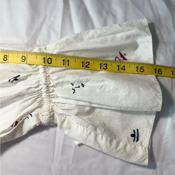 Madewell Women’s‎ Making Faces Bright White Tiered Blouson Dress Abstracts XS - Picture 10 of 14